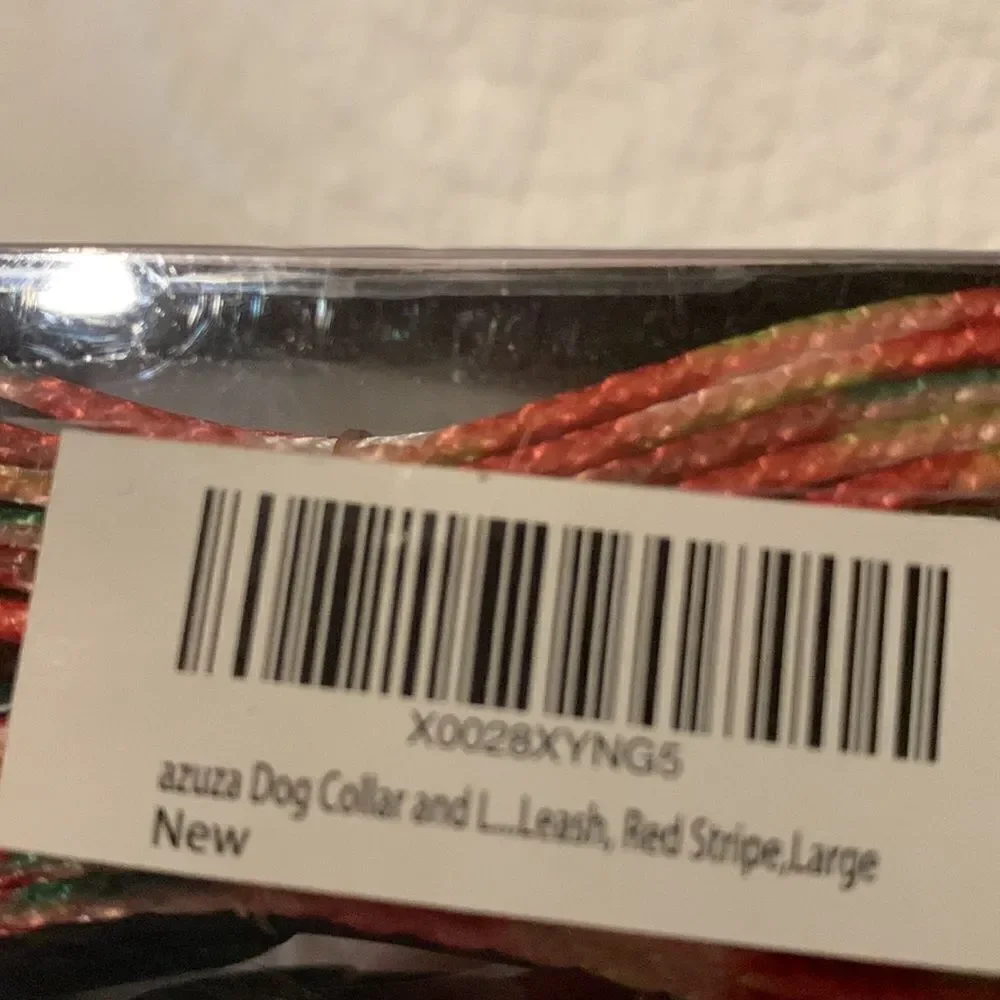 Dog Leash and collar green/red striped for Holiday cheer. Large